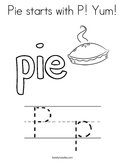 Pie starts with P Yum Coloring Page