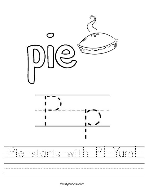 Pie starts with P! Yum! Worksheet