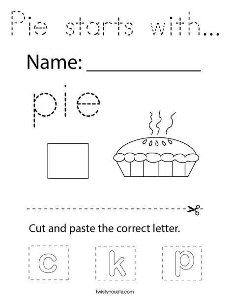 Pie starts with... Coloring Page