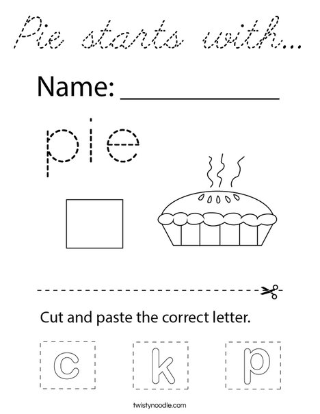 Pie starts with... Coloring Page