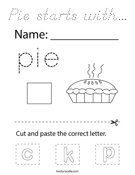 Pie starts with... Coloring Page