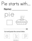 Pie starts with Coloring Page