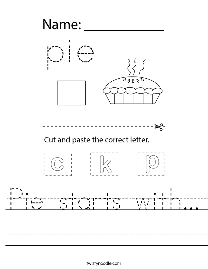Pie starts with... Worksheet
