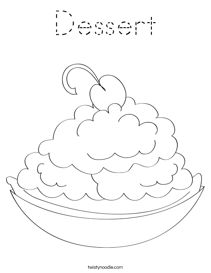 dessert coloring page tracing twisty noodle