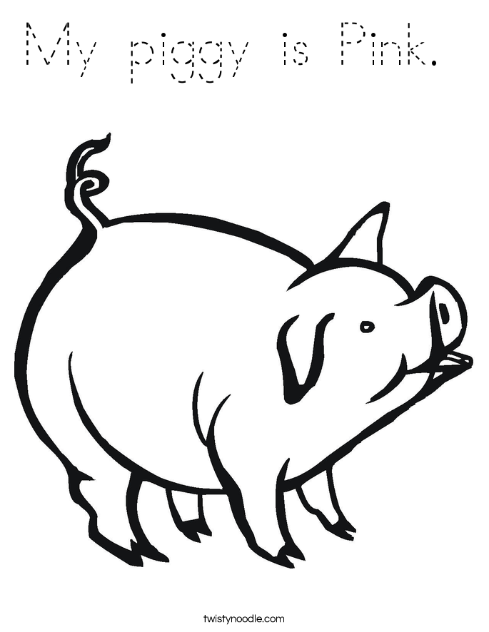 My piggy is Pink.  Coloring Page