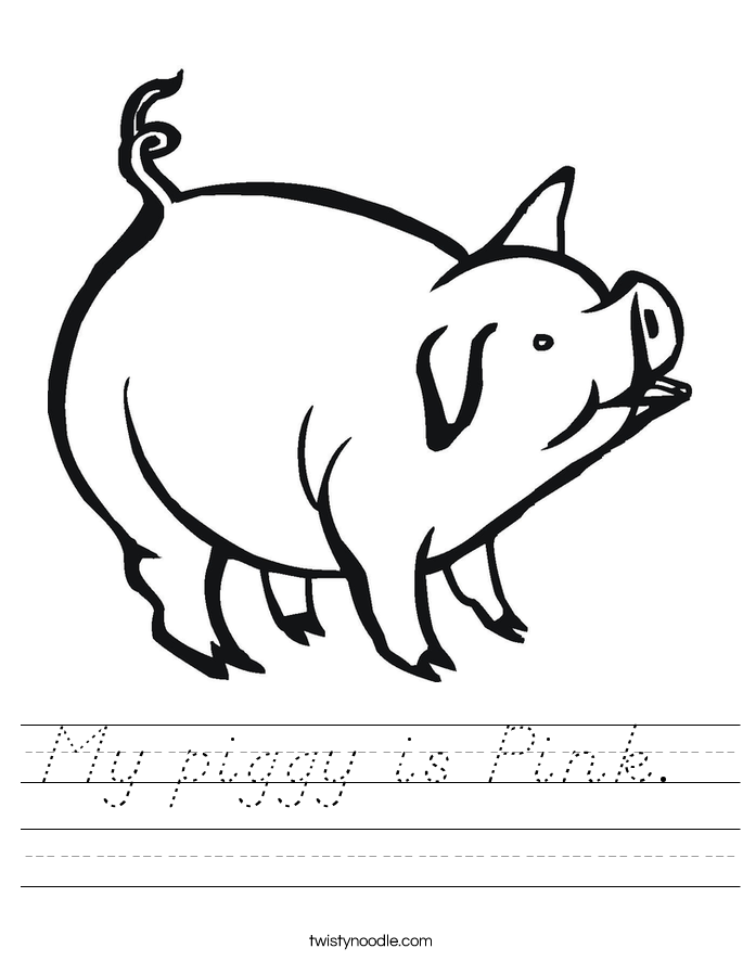 My piggy is Pink.  Worksheet