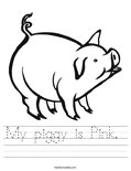 My piggy is Pink.  Worksheet