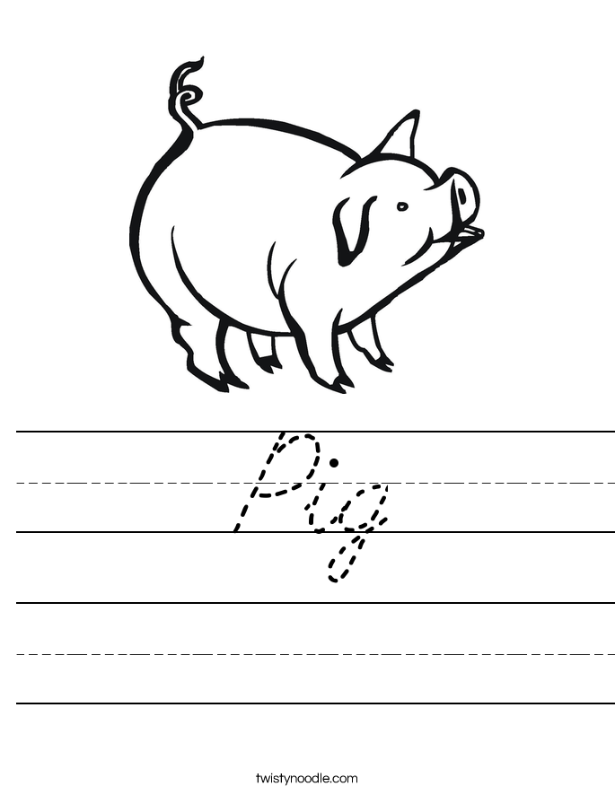 worksheet outline animal Worksheet Noodle Twisty Pig Cursive worksheet outline animal Worksheet Noodle Twisty Pig Cursive