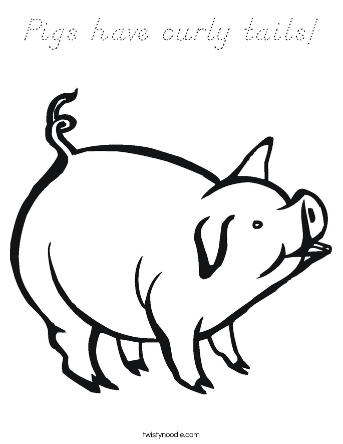 Pigs have curly tails! Coloring Page
