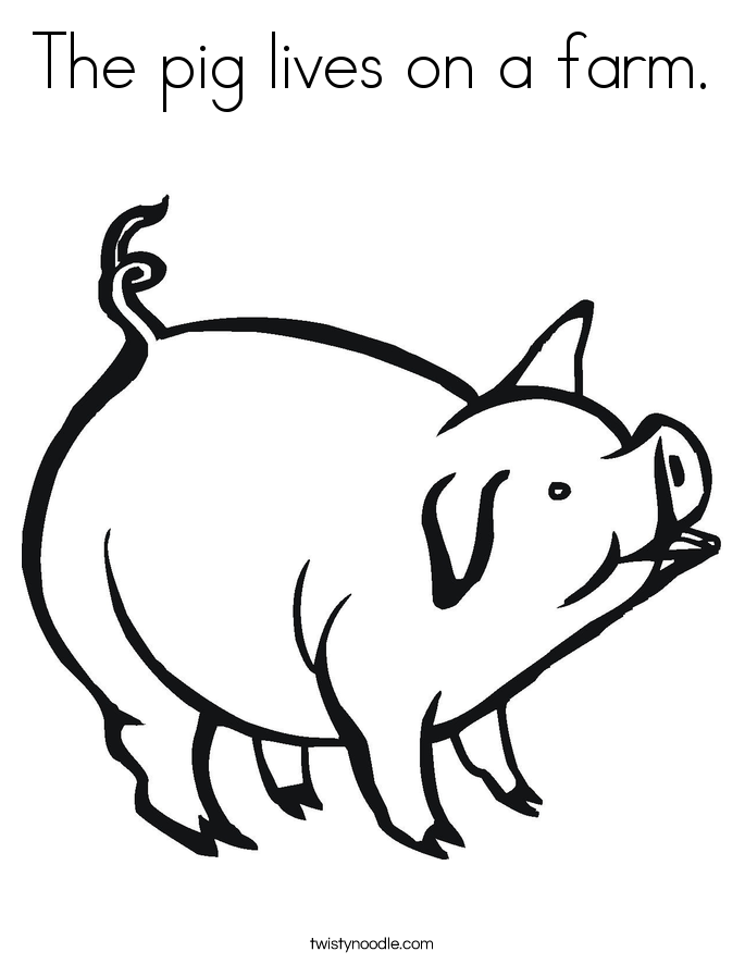 The pig lives on a farm. Coloring Page