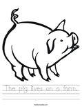 The pig lives on a farm. Worksheet