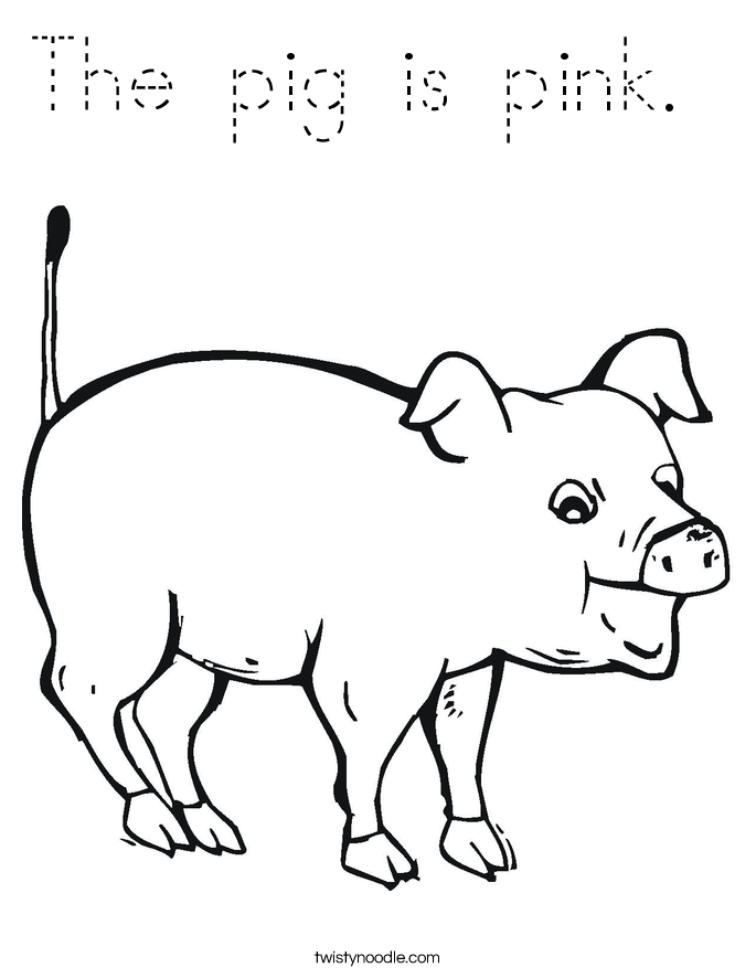 The pig is pink.  Coloring Page