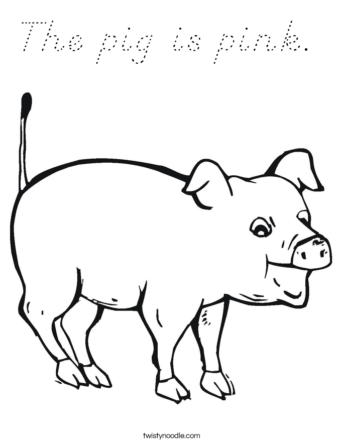 The pig is pink.  Coloring Page