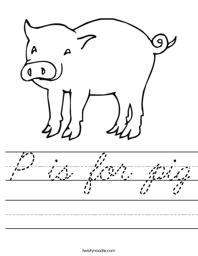 P is for pig Worksheet