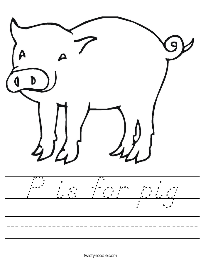 P is for pig Worksheet