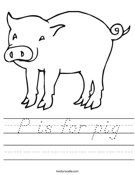 Pig with Curly Tail Worksheet