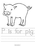 P is for pig Worksheet