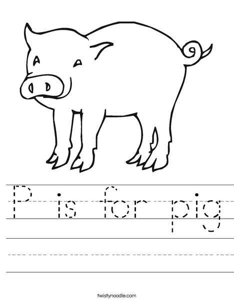 Pig with Curly Tail Worksheet