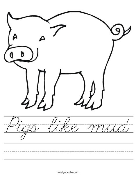 Pig with Curly Tail Worksheet