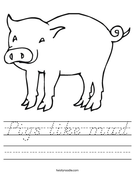 Pig with Curly Tail Worksheet