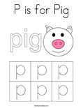 P is for Pig Coloring Page