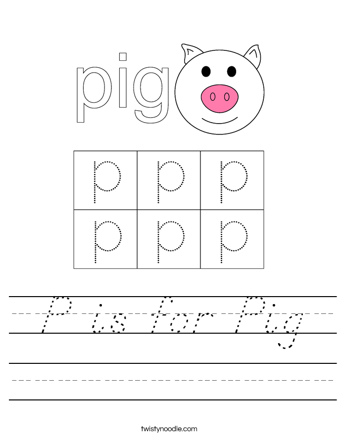 P is for Pig Worksheet