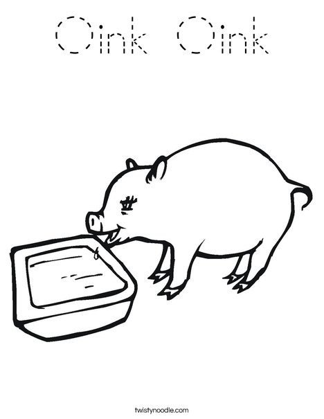 Pig Drinking Coloring Page