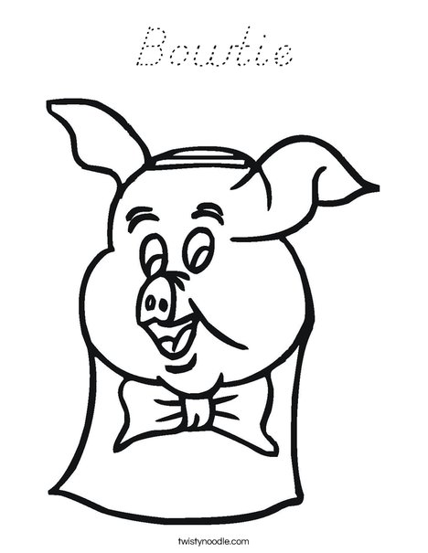Pig with Bow Tie Coloring Page