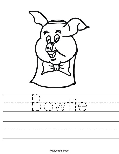 Pig with Bow Tie Worksheet