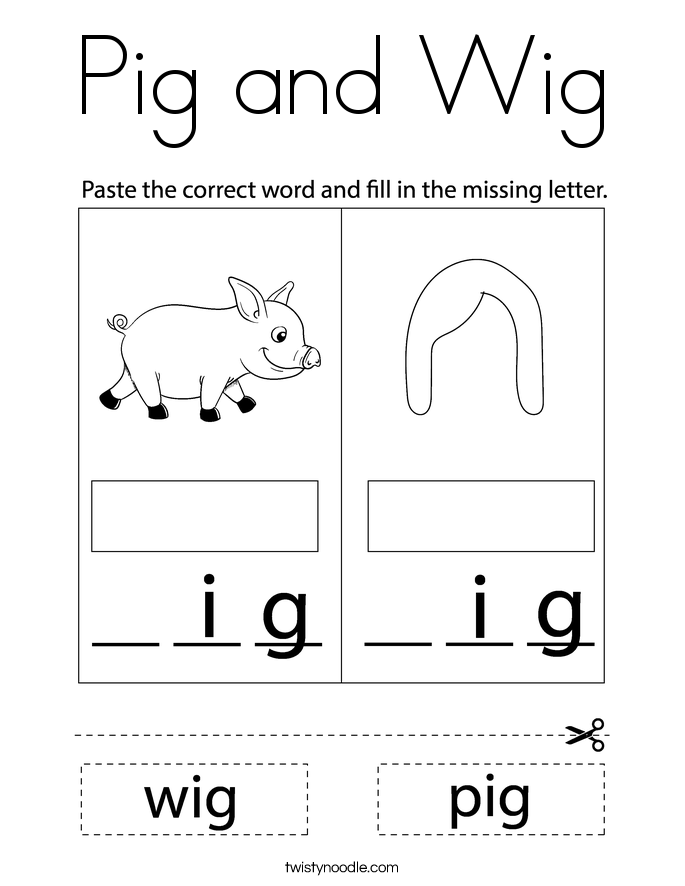 Pig and Wig Coloring Page