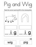 Pig and Wig Coloring Page