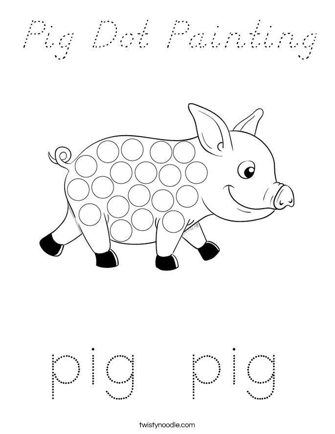 Pig Dot Painting Coloring Page