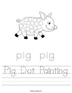 Pig Dot Painting Handwriting Sheet