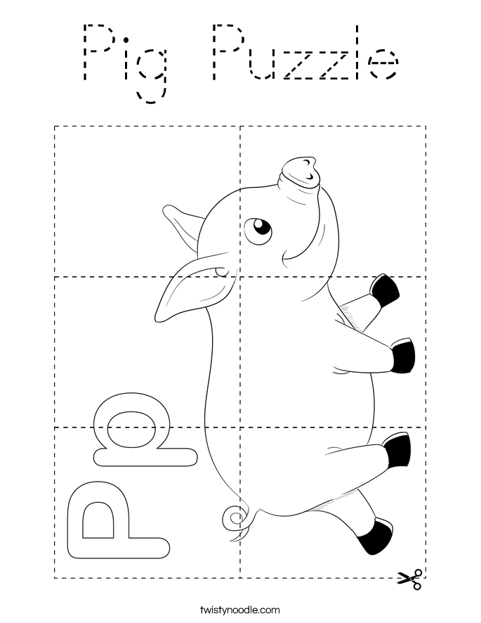 Pig Puzzle Coloring Page