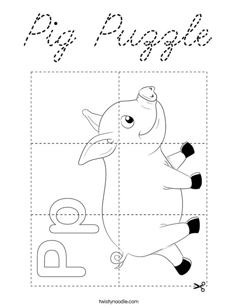 Pig Puzzle Coloring Page