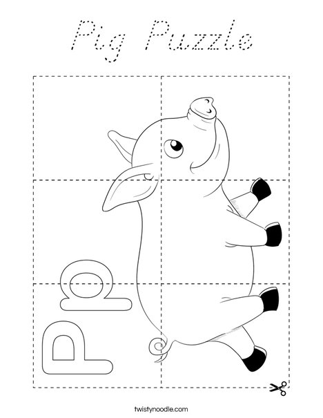 Pig Puzzle Coloring Page