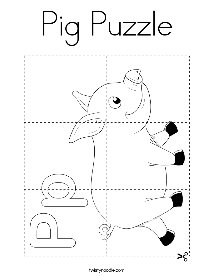 Pig Puzzle Coloring Page