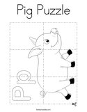 Pig Puzzle Coloring Page
