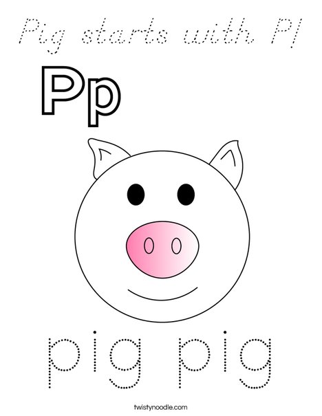 Pig starts with P! Coloring Page