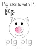 Pig starts with P Coloring Page