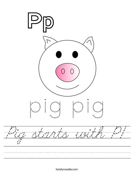 Pig starts with P! Worksheet