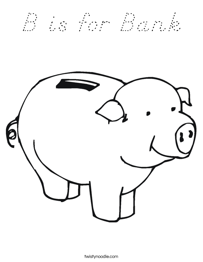 B is for Bank Coloring Page