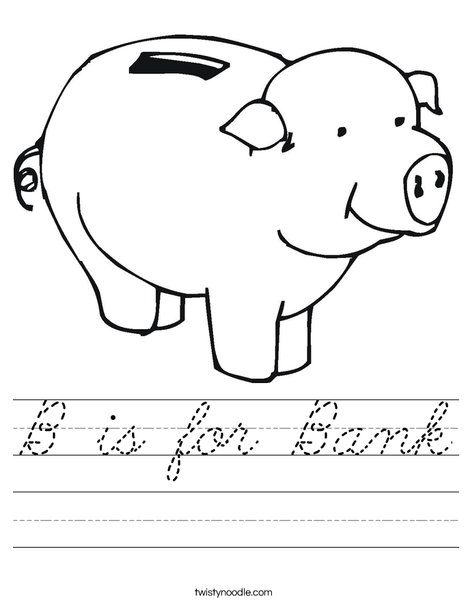 Pig Bank Worksheet