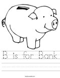 B is for Bank Worksheet