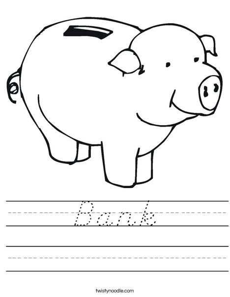 Pig Bank Worksheet