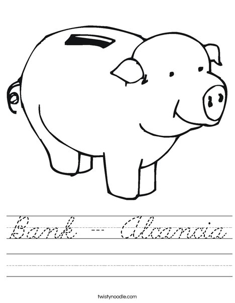 Pig Bank Worksheet