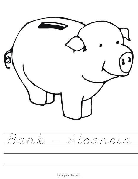 Pig Bank Worksheet