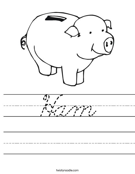 Pig Bank Worksheet