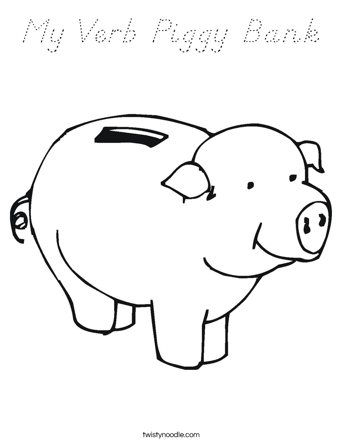 My Verb Piggy Bank Coloring Page