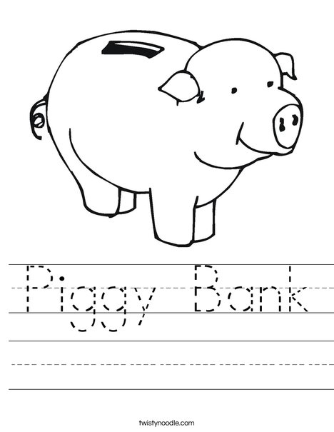 Piggy Bank Worksheet - Twisty Noodle